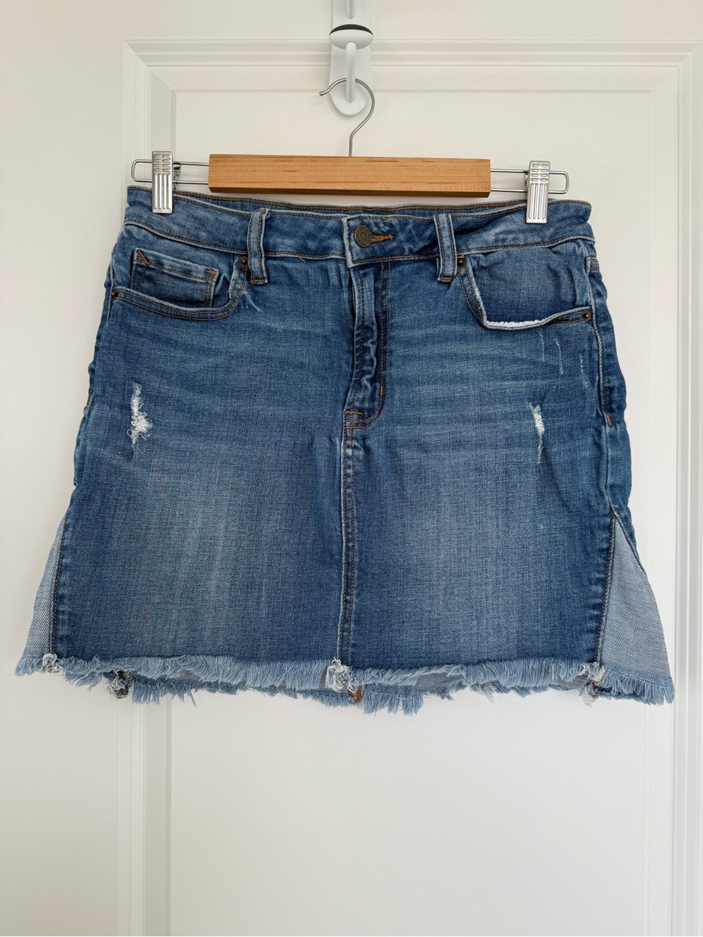 HIDDEN | Denim Patchwork Mini Skirt - size small